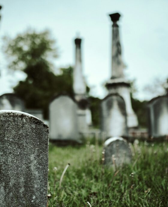 gray concrete cross on green grass field during daytime
