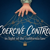 A Hand having strings upon a text that is saying "Coercive Control"